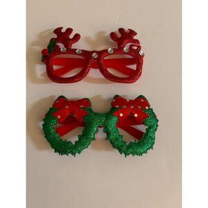 Christmas Glitter Sparkle Rain Deer/ Glitter Green Red Bows no Lens children Hol
